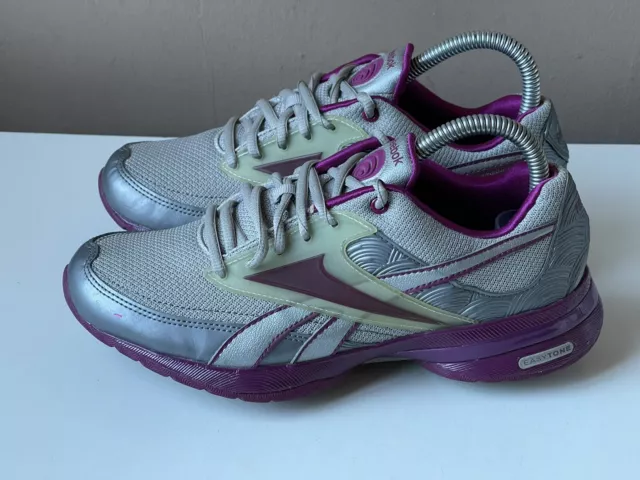 REEBOK EASYTONE Ladies Grey/Purple Walking Shape Up Trainers Size 4.5/37.5