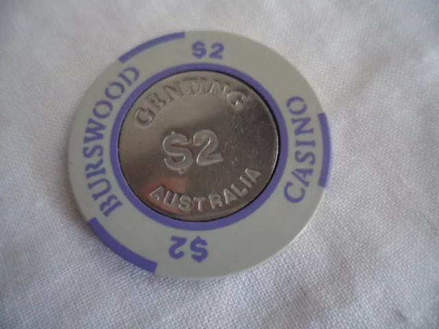 1980s $2 Burswood Casino Gaming Token Chip Crown Perth Western Australia 2