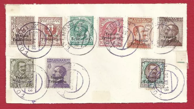 1918 TRENTINO-ALTO ADIGE, stamps superprinted Venice Tridentine, no. 19/27 on fr