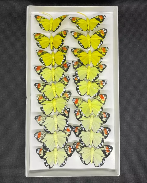 Schmetterlinge mit Metallclip 3-farbig Ø 7cm gelb, grün, orange - Farbverlauf 2