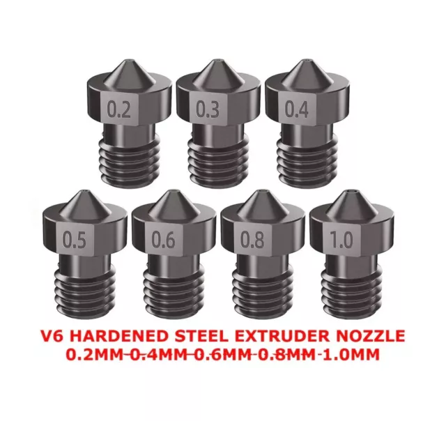 3D Printer Nozzle Hardened Steel E3D Compatible V6  nozzle M6 1.75mm Filament