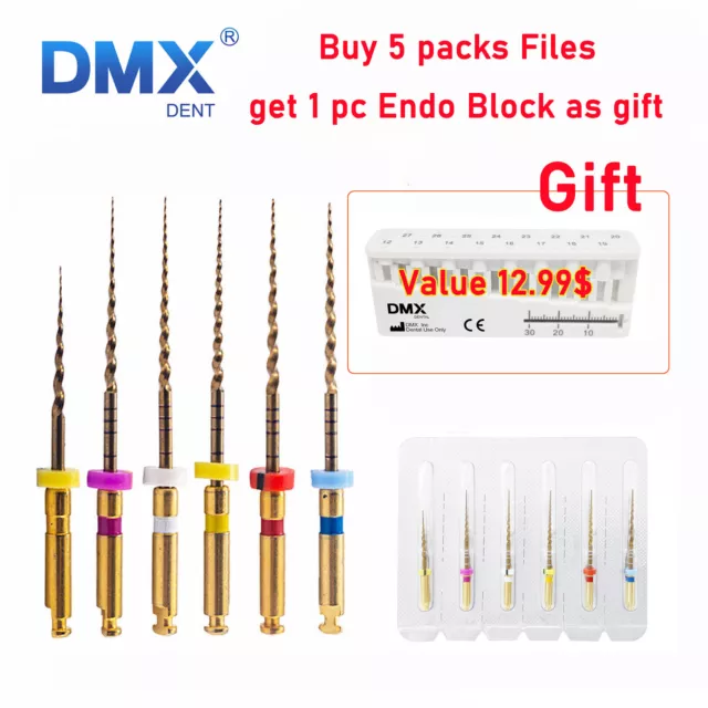 DMXDENT Dental Endodontic NITI Endo Rotary Files Gold Taper Engine Use Gift