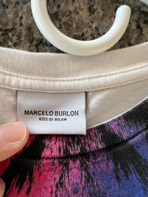 Marcelo Burlon Graphic T Shirt White With Multiple Colors Boys Size:XLarge 12 3