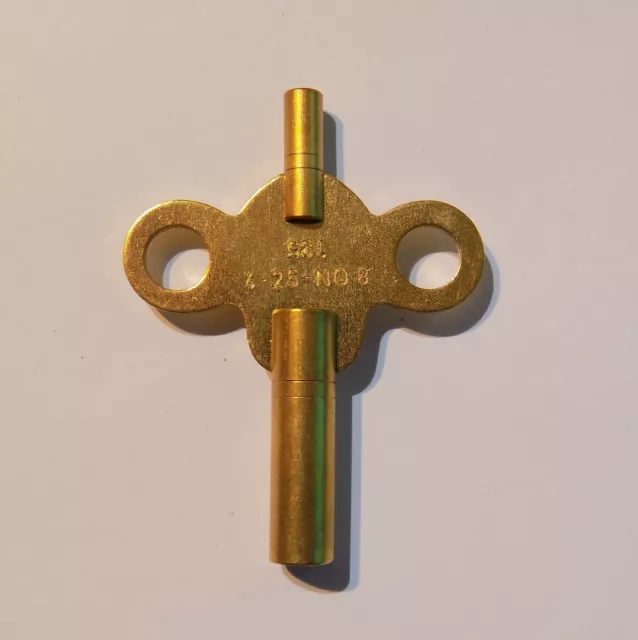 New Brass Double Ended Clock Key Size No 8 - 4.25 With 1.75mm Small End