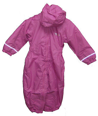 Girl's Regatta Splosh All In One Padded 'Lipstick' Pink Waterproof Suit.