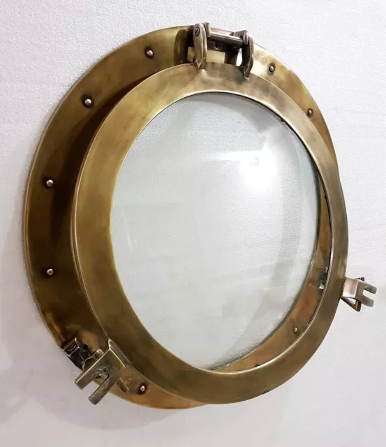 12" Brass Porthole Nautical Maritime Ship Boat Wall Window Home Decorative Style