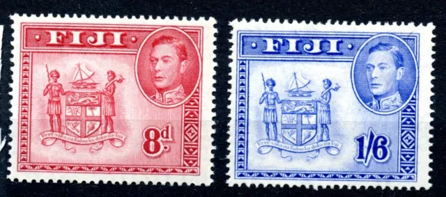 Fiji KGVI 1938 sg 261c, 263a perf 14 8d and 1/6d   - MH