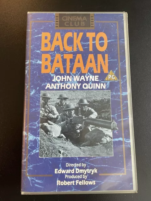Back To Bataan (VHS) 1945 John Wayne, Anthony Quinn World War II Movie Classic