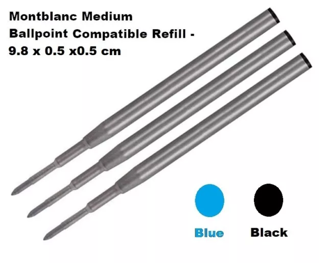 3 x Compatible Montblanc Ballpoint Pen Refills | Medium | 9.8 x 0.5 x0.5 cm