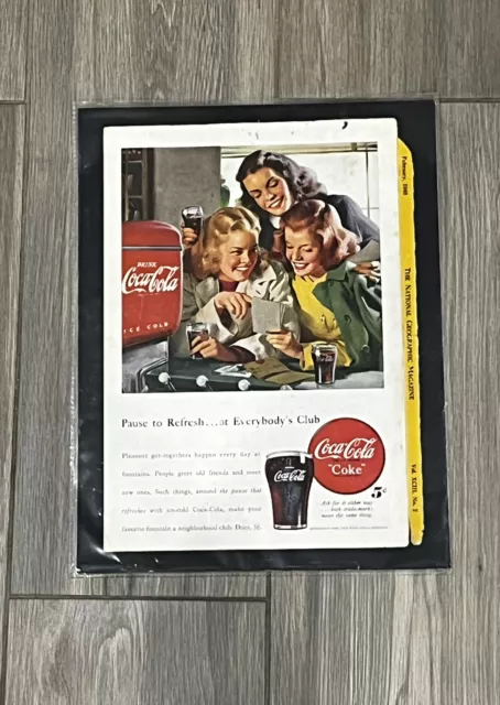 1948 VTG Original Coca Cola Coke Soda Magazine Ad National Geographic