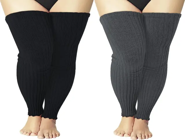Women'S plus Size Leg Warmers Knit over Knee High Footless Socks for Thick Thigh