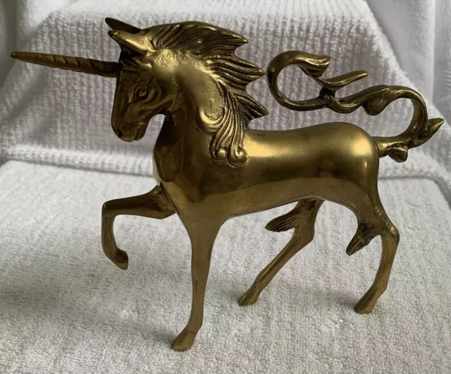 LARGE 100% BRASS UNICORN.  Exquisite !!  RARE 1940s-50s.   Estate Piece