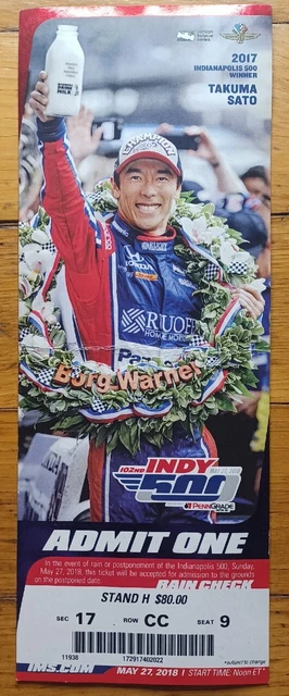 2018 Indianapolis Indy 500 Ticket Stub Takuma Sato Will Power Creased