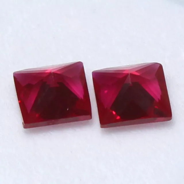 Natural Certified 6x6 mm Square Pair Mogok Blood Red Ruby Loose Gemstones 2
