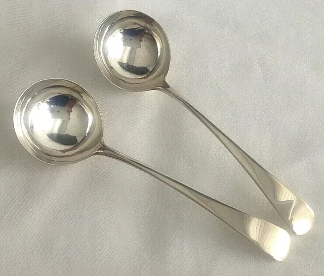 Antique Georgian hallmarked silver pair of serving ladles London 1780