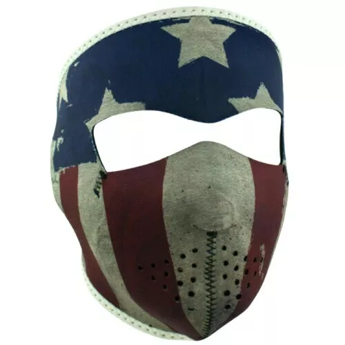 Zan Headgear Distressed Faded USA Flag Motorcycle Ski Full Face Neoprene Mask