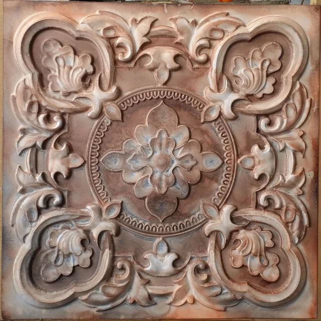 Aged Ceiling tiles Faux tin washed brown decor Bar wall panels PL30 10pcs/lot