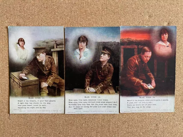 3 WWI BLUE EYES Songs Series POSTCARDS BAMFORTH