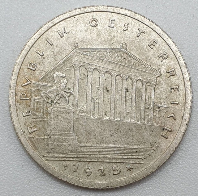 1925 Austria 1 Schilling Silver Coin - KM# 2840 - XF - # 25287
