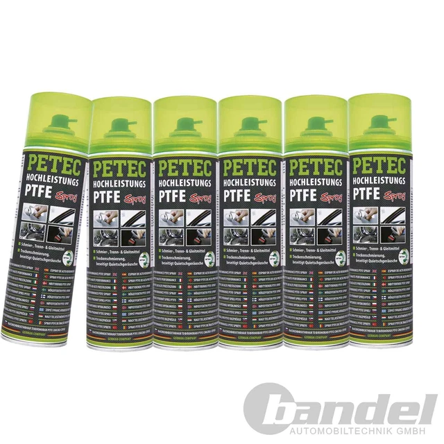 6x 500ml PETEC Prestazioni Ptfe-Spray Schmutzabweisendes Taglio Lubrificante
