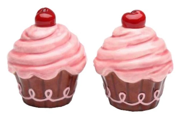 Life is Sweet Pink Cupcake with Cherry Salt and Pepper Shakers Set Life is Sweet Pink Cupcake with Cherry Salt and Pepper Shakers Set