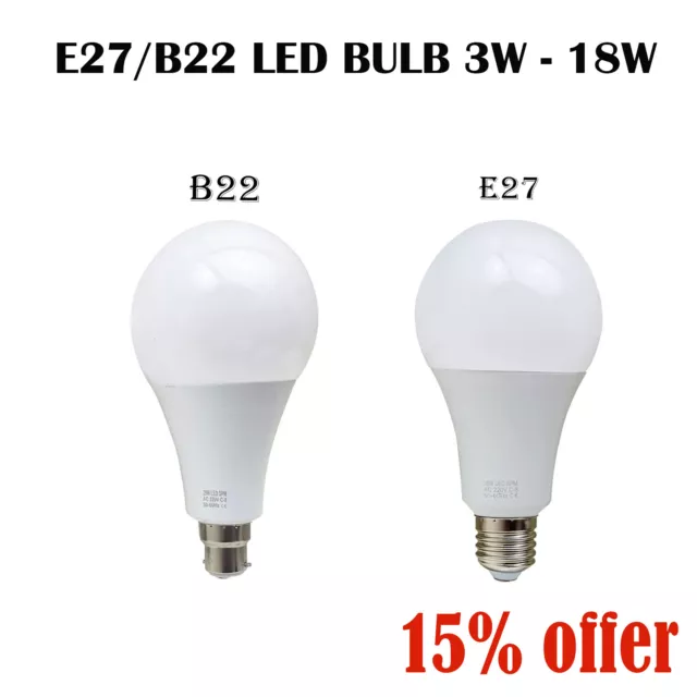 LED 3W-25W Bulb B22/E27 Bayonet GLS Lamp Light Bulbs Cool/ Warm New UK