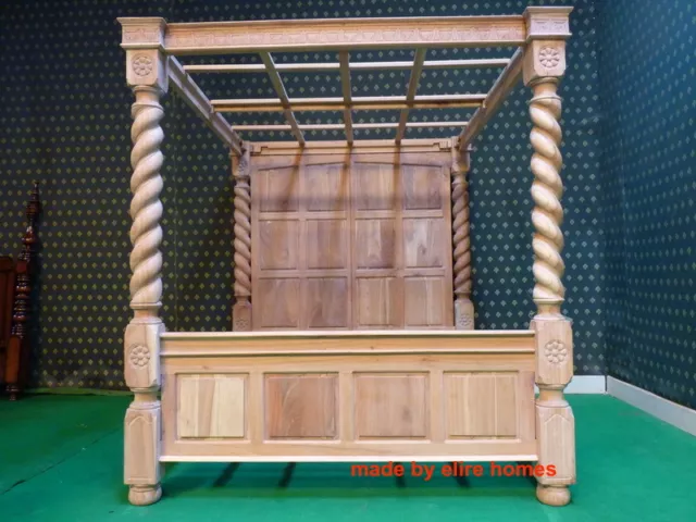 UK STOCK 6" Super King Raw Natural Four poster canopy tester jacobean Tudor Bed UK STOCK 6" Super King Raw Natural Four poster canopy tester jacobean Tudor Bed