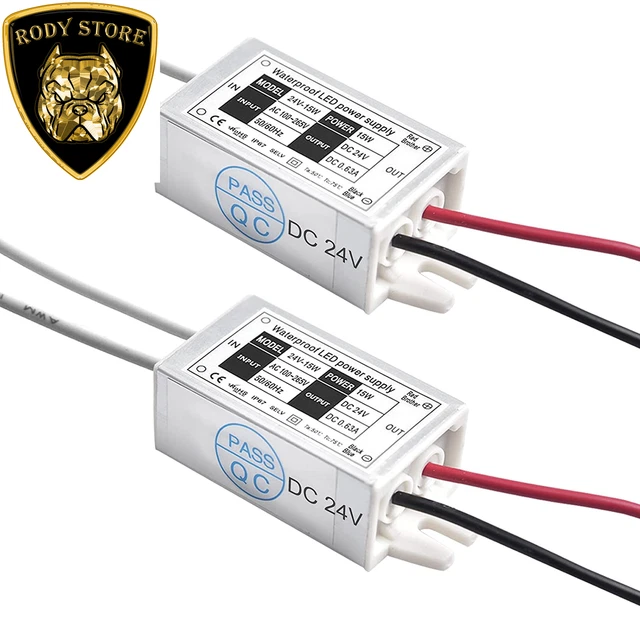 24V LED Power Supply - Lustaled Waterproof IP67 15W 24 Volt DC Transformer 120V