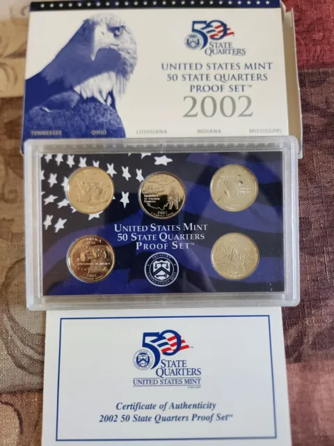 2002 S State Quarters Proof Set Coins Brilliant Uncirculated Clad