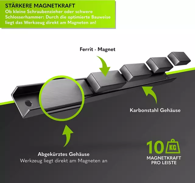 EMHAP© Magnetleiste Werkzeug EXTRA STARK 4Er Set Je 30CM Lang Universal Magnetsc 3