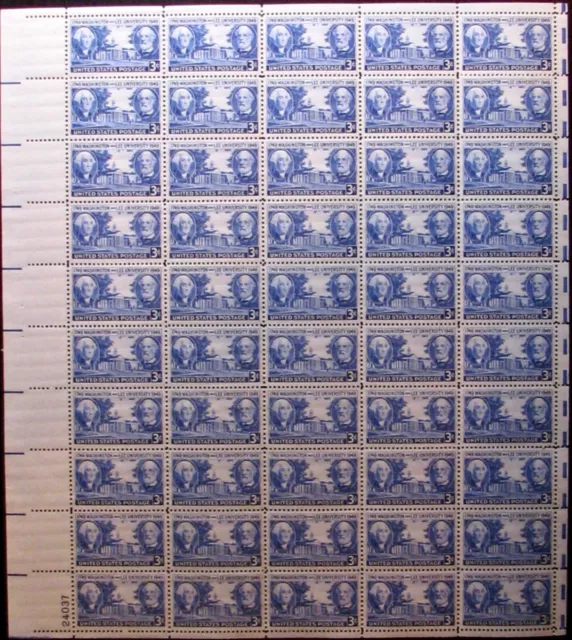 1949 UNITED STATES #982: MNH 'Washington/Lee University issue' - Sheet of 50