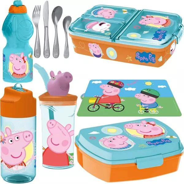 Peppa Wutz Brotdose Trinkflasche Set Schule Kindergarten Vesper Pig Geschenke