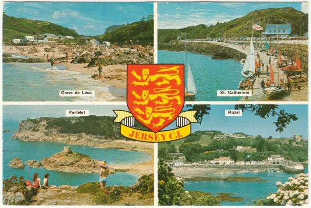Postcard Jersey, Channel Islands multiview. Portelet, Greve de Lecq, Rozel.