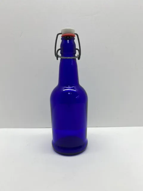 Vintage Swing Top Lid Blue Glass Bottle Kombucha Water