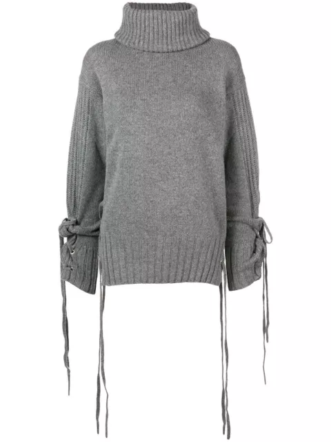 NWT Wool McQ Alexander McQueen Grey Lace-up Turtleneck Sweater XS Retail 555
