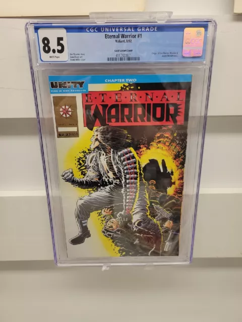 Eternal Warrior 1 GOLD ERROR CGC 8.5 White Pages Frank Miller Cover 1992 Valiant