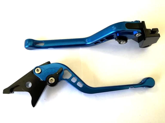 Leviers De Frein Et D'embrayage Repliables Pour Suzuki GSXR 1000 2001-2002 - Noir/Bleu - Neuf