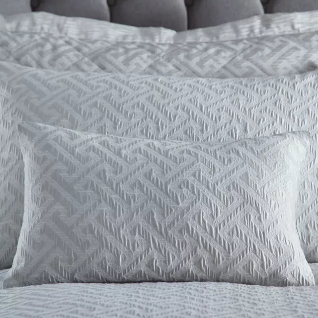 Cojín de cama relleno Olympia Jacquard 32x50 cm de lujo gris plateado