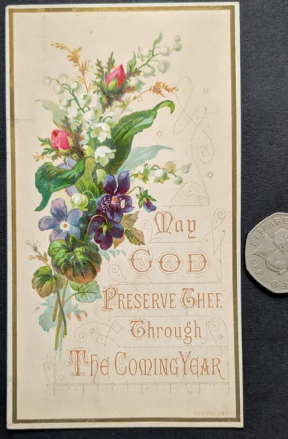 Victorian Edwardian Religious Motto Greetings Floral Card