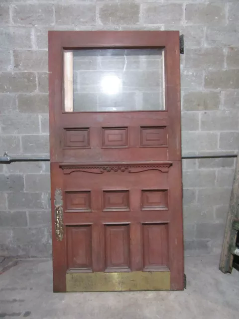 ~ Antique Cherry Wood Dutch Door Beveled Glass ~ 48 X 94.5 ~ Salvage