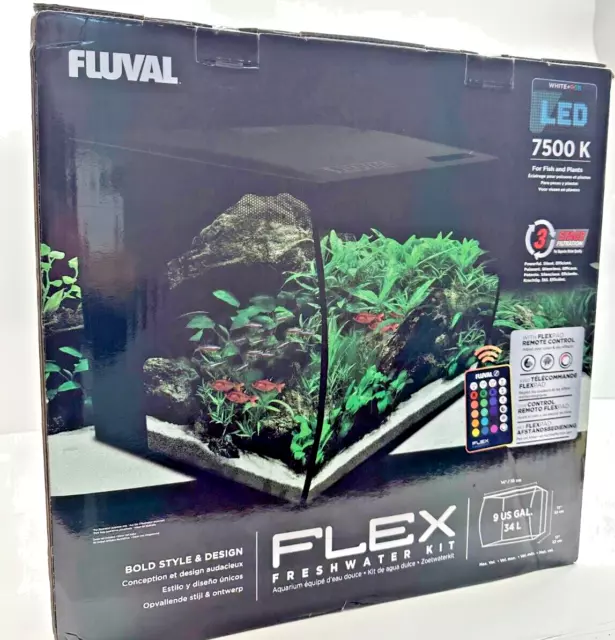 Fluval - Flex 34L 9 Gallon - Black Aquarium Kit - (14" X 13" X 13")🔥