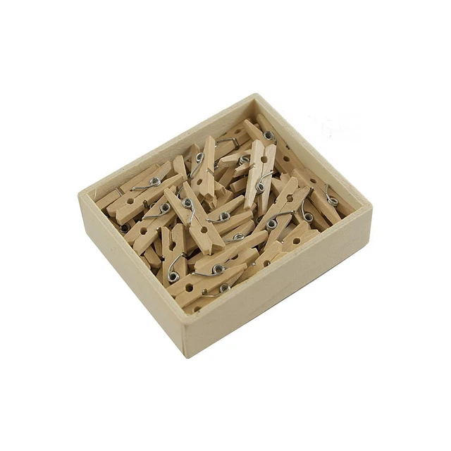 JAM Paper Wood Clip Clothespins Small 7/8 Inch Natural Brown Clothes Pins
