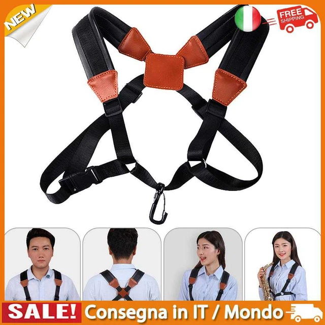 IT Adult Child Sax Strap PU Shoulder Saxophone Belt for Alto Tenor Soprano (L)