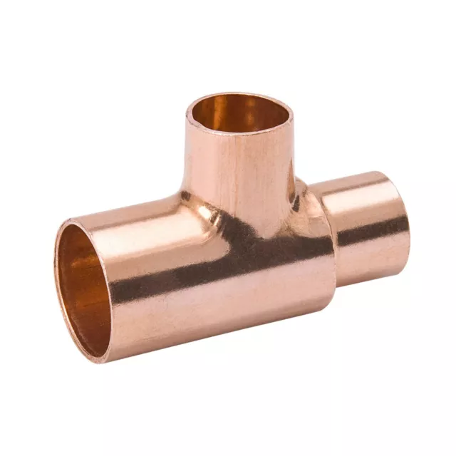 1" x 1/2" x 1/2" Inch Copper Reducing Tee CxCxC Sweat Plumbing Fitting