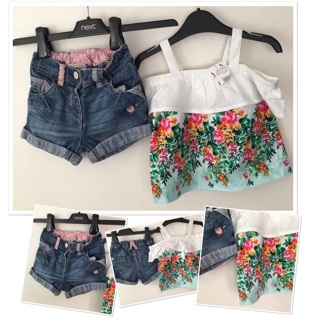 Pantaloncini denim usati Next Exc per bambine e nuovi Janie & Jack graziosi 12-18 mesi
