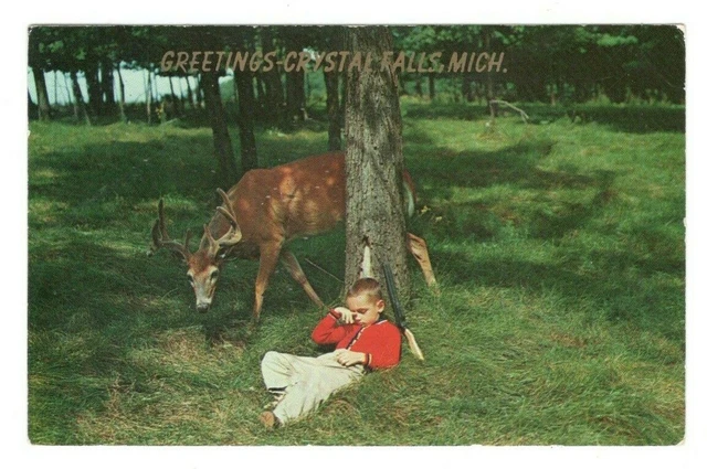 Forty Winks Greetings Crystal Falls Michigan Vintage Postcard EB135