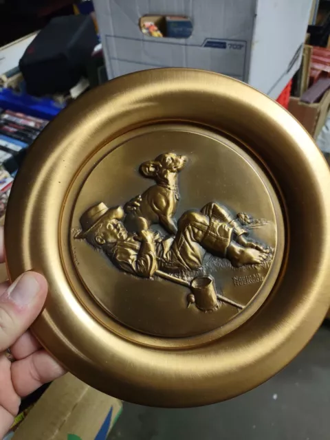 Norman Rockwell Bronze Plate 'A Boy And His Dog' Adventurers Between Adventure