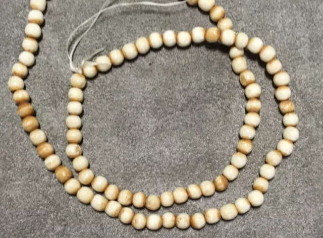 4mm Round Antiqued Bone Beads, Approx 90 Beads per 16" Strand