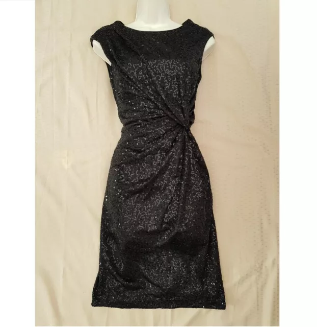 Gina Bacconi Black Sequinned Dress Size 16