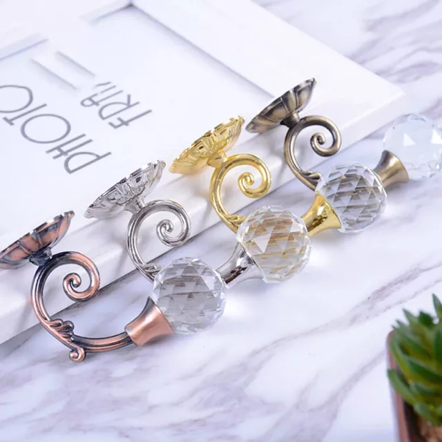 2pcs Metal Crystal Glass Curtain Holdback Wall Tie Back Hanger Hooks Decor[ 2